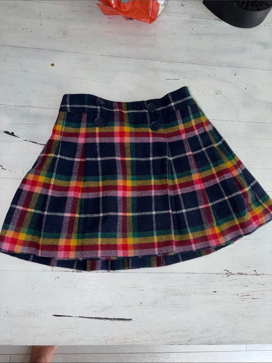 Mini Boden Other - Mini Boden skirt plaid rainbow wool Size 5-6 years old NWT pleated button navy
